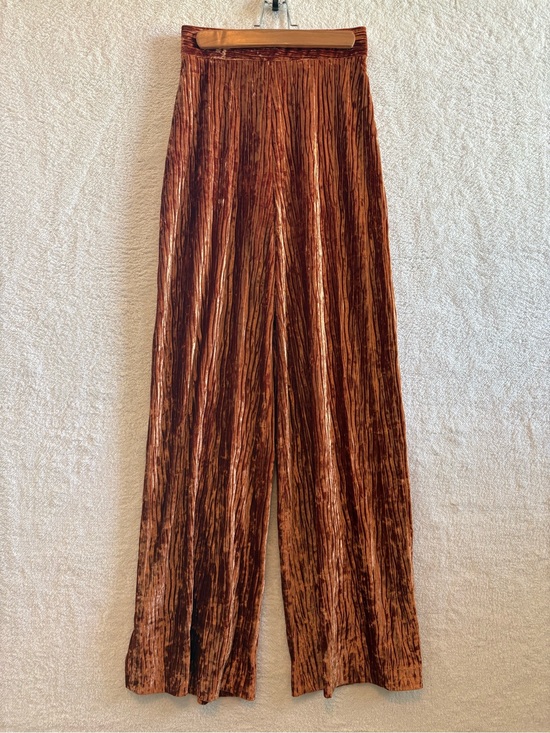 House of CB Pants - House of CB Maelys Rust Crushed Velvet Wide Leg Trousers Size Small NWT